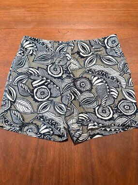 Women's LOFT 6" Linen Cotton Green with Floral Print Shorts sz 6